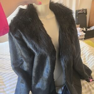 Black Faux Fur Jacket - Women Festival coachella